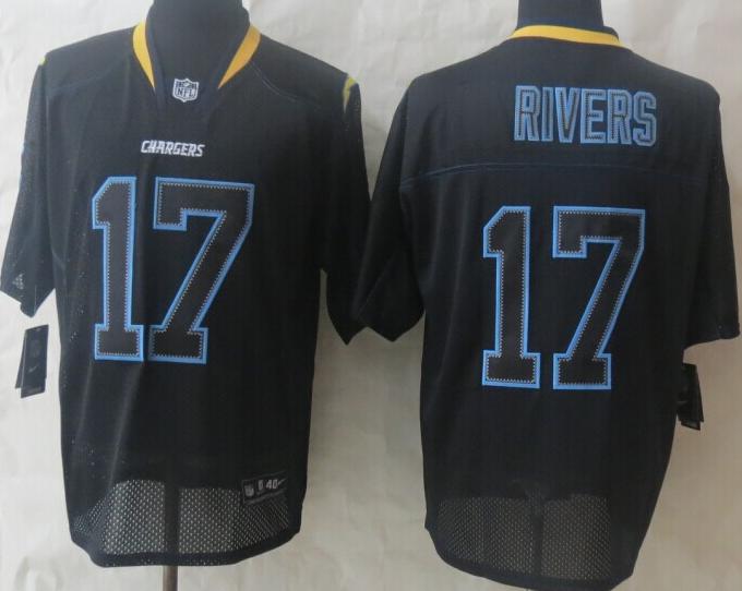 Nike San Diego Chargers 17 Philip Rivers Lights Out Black Elite NFL Jerseys