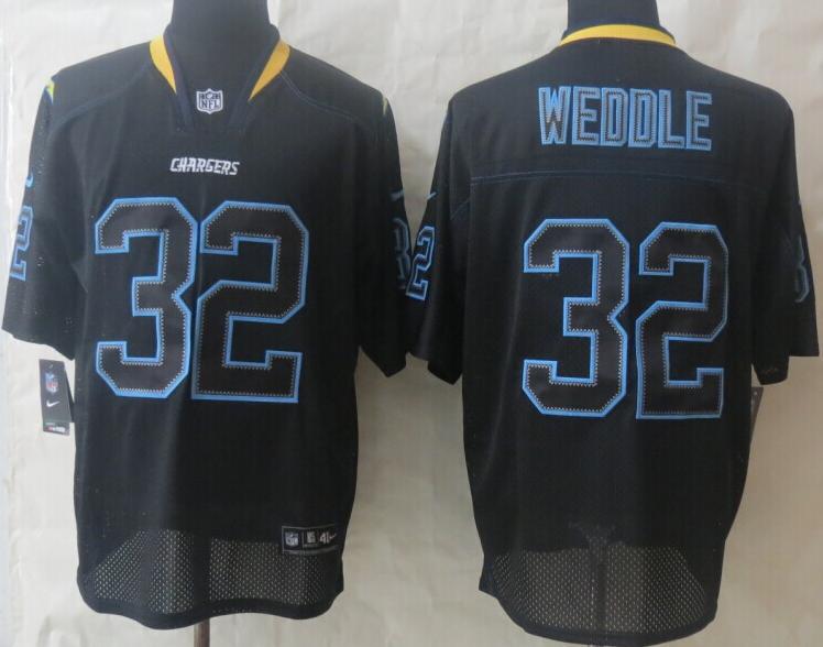 Nike San Diego Chargers 32 Eric Weddle Lights Out Black Elite NFL Jerseys