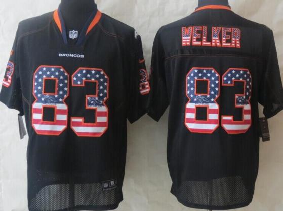 Nike Denver Broncos 83 Wes Welker Black USA Flag Fashion Elite NFL Jerseys
