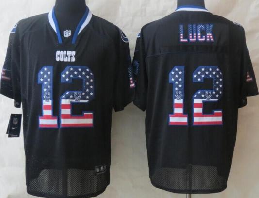 Nike Indianapolis Colts 12 Andrew Luck Black USA Flag Fashion Elite NFL Jerseys