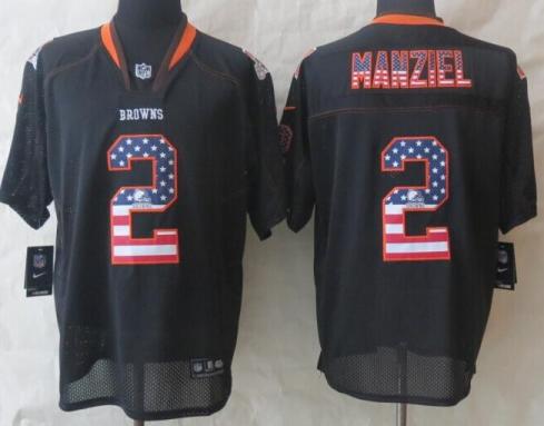 Nike Cleveland Browns 2 Johnny Manziel Black USA Flag Fashion Elite NFL Jerseys