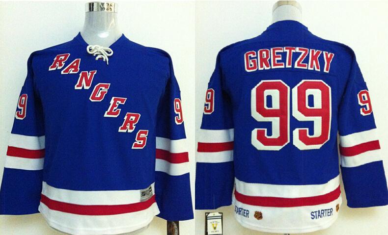 Kids New York Rangers #99 Wayne Gretzky Blue NHL Jerseys