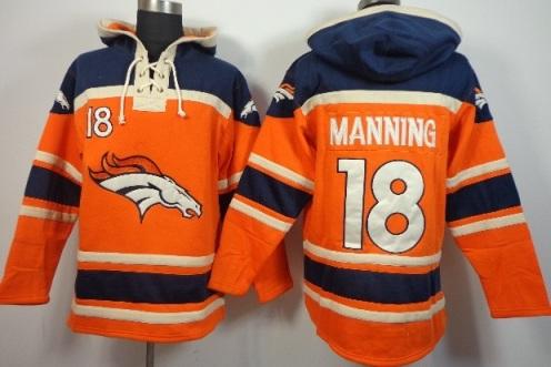 Denver Broncos 18 Peyton Manning Orange NFL Hoodie