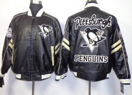 Pittsburgh Penguins Leather NHL Jacket Clothing Black