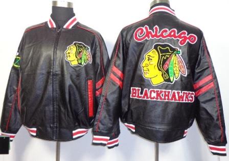 Chicago Blackhawks Leather NHL Jacket Clothing Black