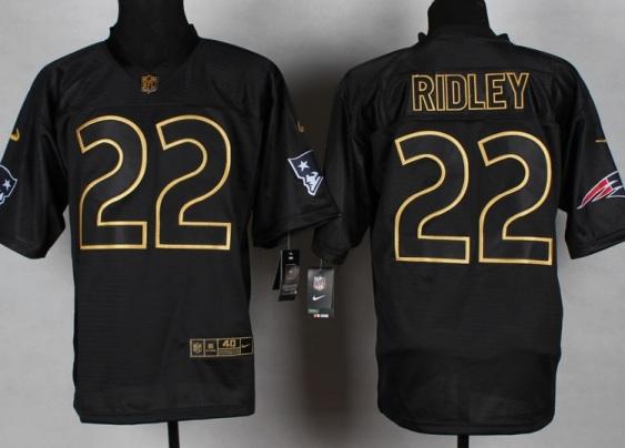 Nike New England Patriots 22 Stevan Ridley 2014 PRO Gold Lettering Fashion Black NFL Jerseys
