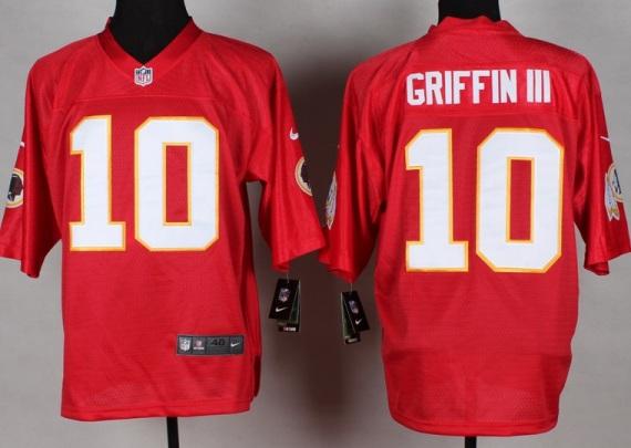 Nike Washington Redskins 10 Robert Griffin III Red Elite QB Fashion NFL Jerseys
