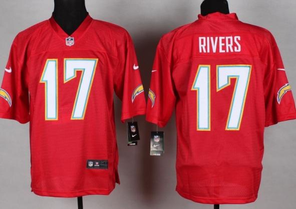Nike San Diego Chargers 17 Philip Rivers Red QB Fashion NFL Jerseys