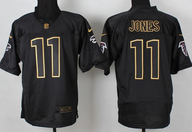 Nike Atlanta Falcons 11 Julio Jones 2014 PRO Gold Lettering Fashion Black NFL Jerseys