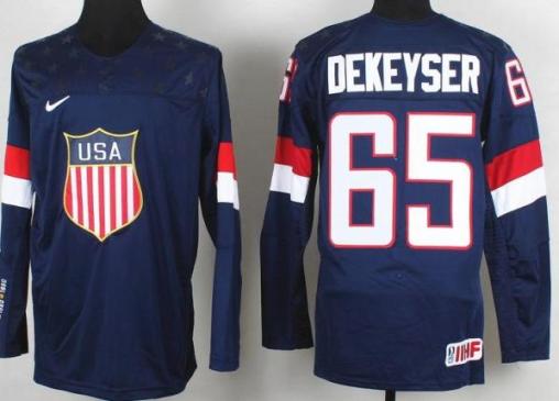 2014 IIHF ICE Hockey World Championship USA Team 65 Danny DeKeyser Blue Jerseys