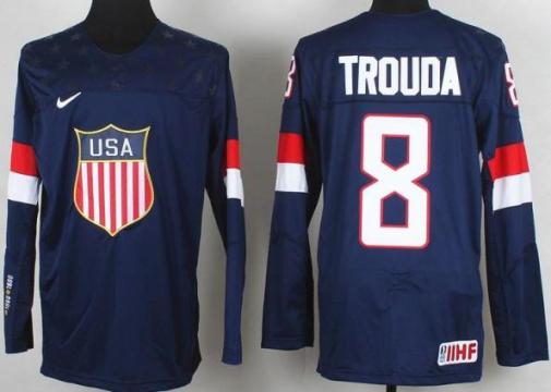 2014 IIHF ICE Hockey World Championship USA Team 8 Jacob Trouba Blue Jerseys
