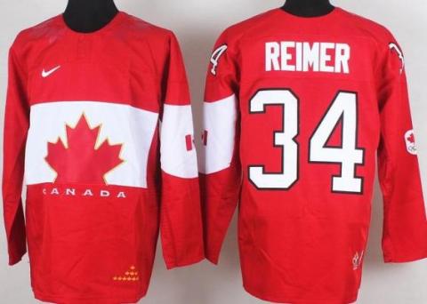 2014 IIHF ICE Hockey World Championship Canada Team 34 James Reimer Red Jerseys