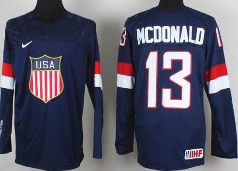 2014 IIHF ICE Hockey World Championship USA Team 13 Colin McDonald Blue Jerseys