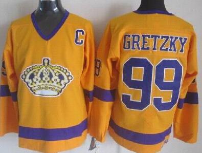 Los Angeles Kings 99 Wayne Gretzky Yellow Throwback CCM NHL Jersey