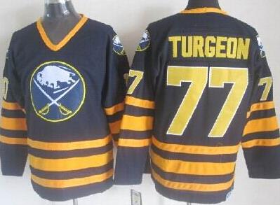 Buffalo Sabres 77 Pierre Turgeon Dark Blue Throwback CCM NHL Jerseys