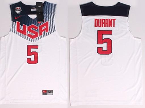 2014 USA Dream Team #5 Kevin Durant White Basketball Jerseys
