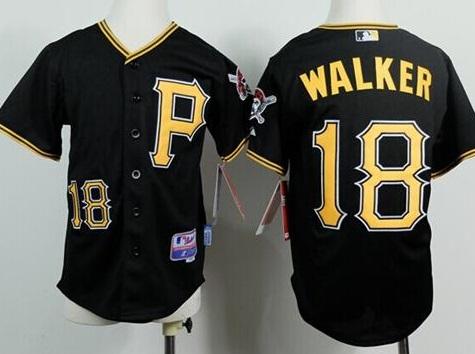 Kids Pittsburgh Pirates 18 Neil Walker Black Cool Base Stitched MLB Jersey