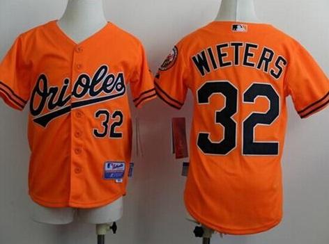 Kids Baltimore Orioles 32 Matt Wieters Orange Cool Base Stitched MLB Jersey