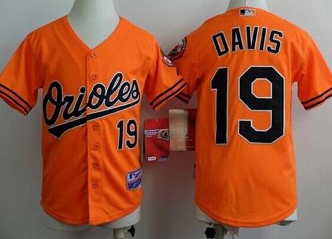 Kids Baltimore Orioles 19 Chris Davis Orange Cool Base Stitched MLB Jersey