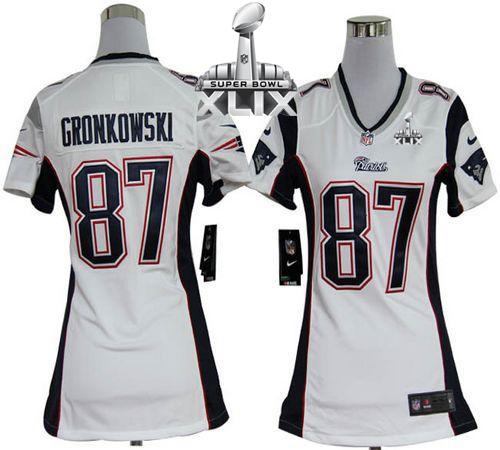 Women's Nike Patriots #87 Rob Gronkowski White Super Bowl XLIX Stitched NFL Elite Jersey