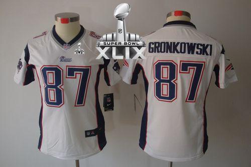 Women's Nike Patriots #87 Rob Gronkowski White Super Bowl XLIX Stitched NFL Limited Jersey