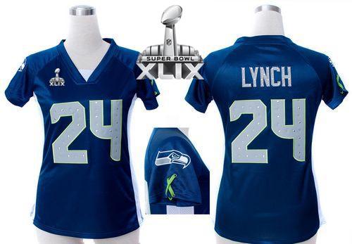Women's Nike Seahawks #24 Marshawn Lynch Steel Blue Team Color Draft Him Name & Number Top Super Bowl XLIX Stitched NFL Jerseys