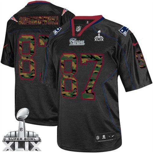 Nike Patriots #87 Rob Gronkowski Black Super Bowl XLIX Men's Stitched NFL Elite Camo Fashion Jersey
