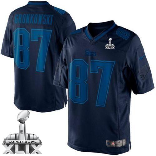 Nike Patriots #87 Rob Gronkowski Navy Blue Super Bowl XLIX Men's Stitched NFL Drenched Limited Jersey