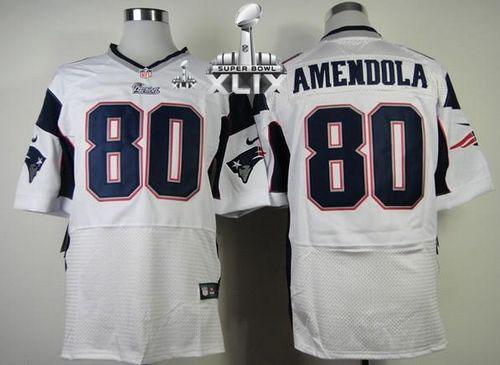 Nike Patriots #80 Danny Amendola White Super Bowl XLIX Men's Stitched NFL Elite Jersey