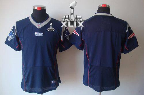 Nike Patriots Blank Navy Blue Team Color Super Bowl XLIX Men's Stitched NFL Elite Jersey