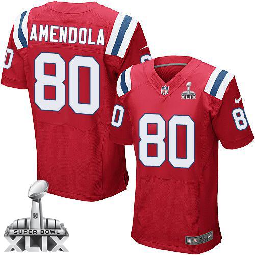 Nike Patriots #80 Danny Amendola Red Alternate Super Bowl XLIX Men's Stitched NFL Elite Jersey
