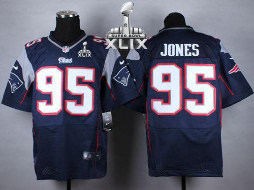 Nike Patriots #95 Chandler Jones Navy Blue Team Color Super Bowl XLIX Men's Stitched NFL Elite Jersey