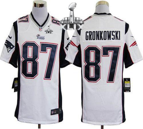 Nike Patriots #87 Rob Gronkowski White Super Bowl XLIX Men's Stitched NFL Game Jersey