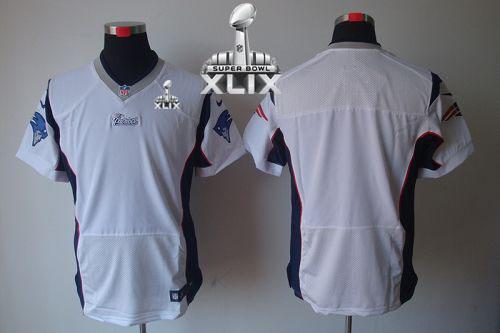 Nike Patriots Blank White Super Bowl XLIX Men's Stitched NFL Elite Jersey