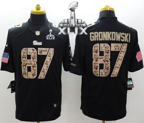 Nike Patriots #87 Rob Gronkowski Black Super Bowl XLIX Men's Stitched NFL Limited Salute to Service Jersey