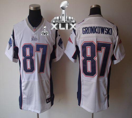 Nike Patriots #87 Rob Gronkowski White Super Bowl XLIX Men's Stitched NFL Elite Jersey