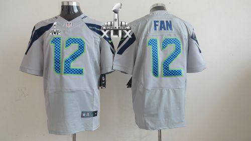 Nike Seahawks #12 Fan Grey Alternate Super Bowl XLIX Men's Stitched NFL Elite Jersey