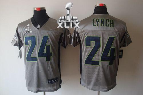Nike Seahawks #24 Marshawn Lynch Grey Shadow Super Bowl XLIX Men's Stitched NFL Elite Jersey