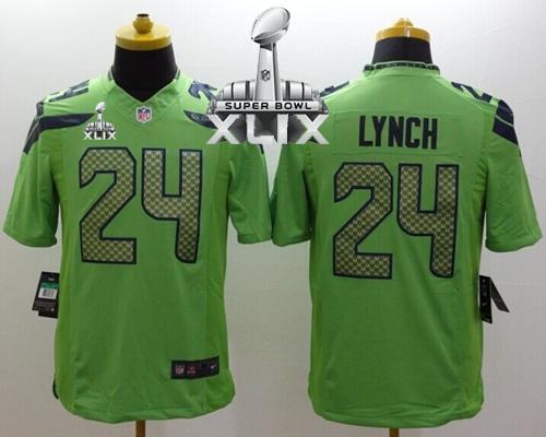 Nike Seahawks #24 Marshawn Lynch Green Alternate Super Bowl XLIX Men's Stitched NFL Limited Jersey