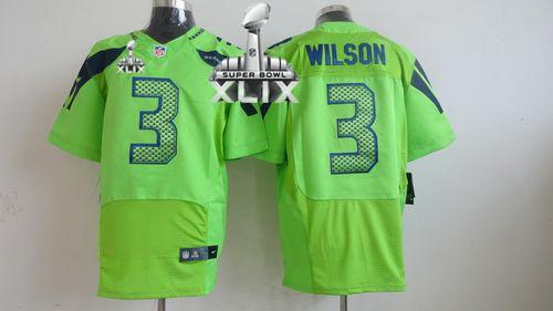 Nike Seahawks #3 Russell Wilson Green Alternate Super Bowl XLIX Men's Stitched NFL Elite Jersey