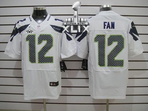 Nike Seahawks #12 Fan White Super Bowl XLIX Men's Stitched NFL Elite Jersey