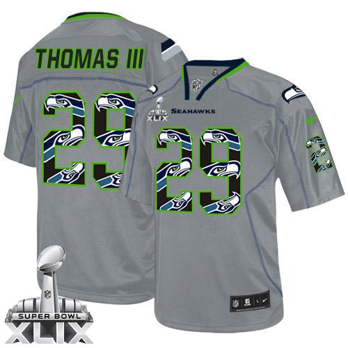 Nike Seahawks #29 Earl Thomas III New Lights Out Grey Super Bowl XLIX Men's Stitched NFL Elite Jersey