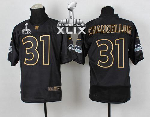Nike Seahawks #31 Kam Chancellor Black Gold No. Fashion Super Bowl XLIX Men's Stitched NFL Elite Jersey