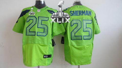 Nike Seahawks #25 Richard Sherman Green Alternate Super Bowl XLIX Men's Stitched NFL Elite Jersey