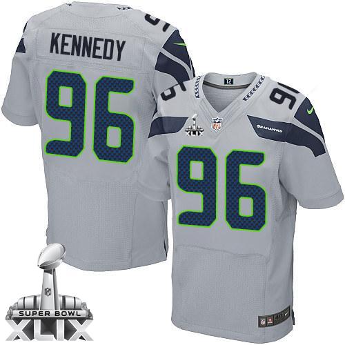 Nike Seahawks #96 Cortez Kennedy Grey Alternate Super Bowl XLIX Men's Stitched NFL Elite Jersey
