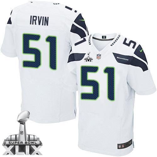 Nike Seahawks #51 Bruce Irvin White Super Bowl XLIX Men's Stitched NFL Elite Jersey