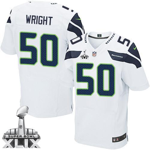 Nike Seahawks #50 K.J. Wright White Super Bowl XLIX Men's Stitched NFL Elite Jersey