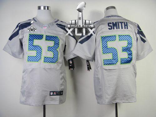 Nike Seahawks #53 Malcolm Smith Grey Alternate Super Bowl XLIX Men's Stitched NFL Elite Jersey