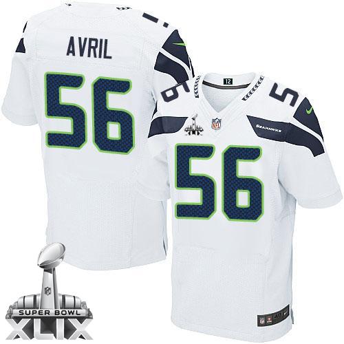 Nike Seahawks #56 Cliff Avril White Super Bowl XLIX Men's Stitched NFL Elite Jersey