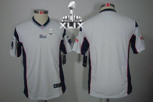 Youth Nike Patriots Blank White Super Bowl XLIX Stitched NFL Limited Jersey